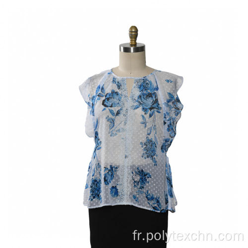 Blouse pour dames imprimée en mousseline de soie à pois